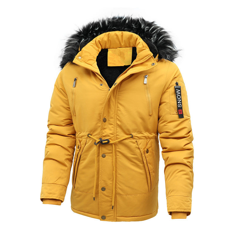 Herren Urbaner Thermoparka mit abnehmbarer Kunstpelzkapuze und Taillen-Kordelzug Drune
