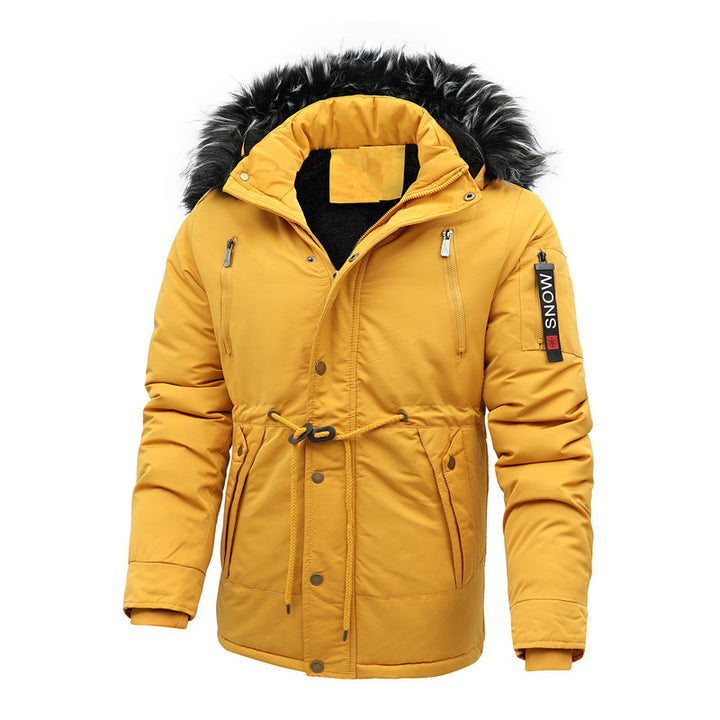 Herren Urbaner Thermoparka mit abnehmbarer Kunstpelzkapuze und Taillen-Kordelzug Drune