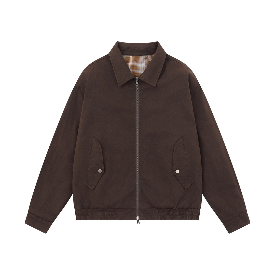 Herren Boxy-Canvas-Blousonjacke mit Reißverschluss, Pattentaschen und elastischem Saum Drune