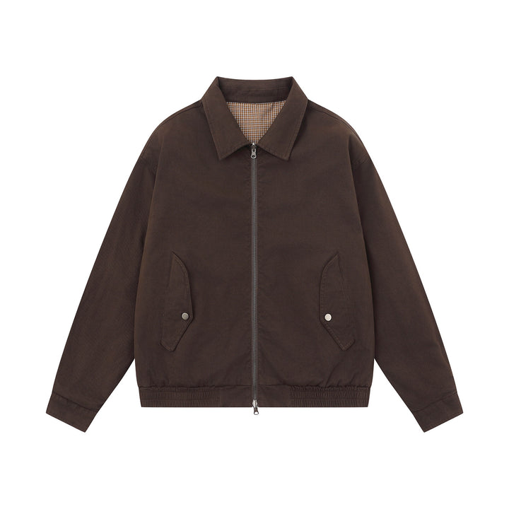 Herren Boxy-Canvas-Blousonjacke mit Reißverschluss, Pattentaschen und elastischem Saum Drune