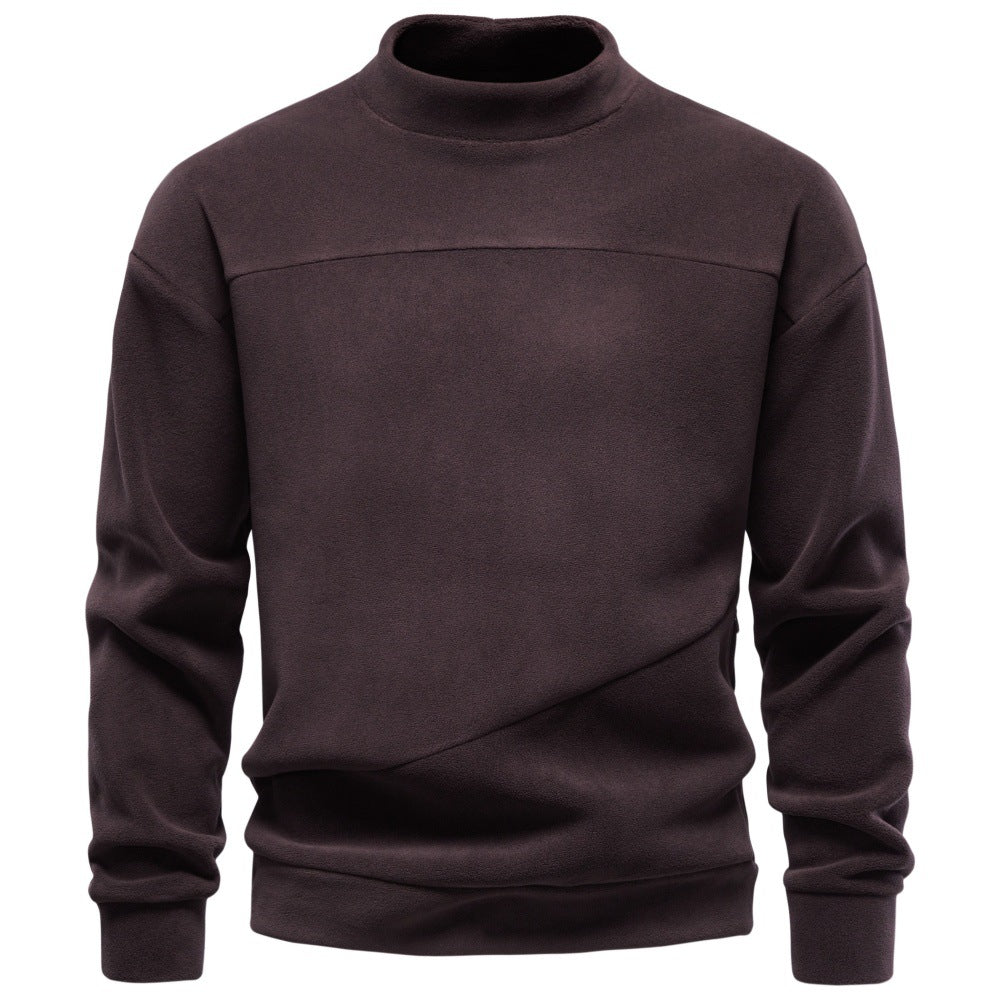 Herren Kuscheliger Microfleece Pullover mit Stehkragen und schrägen Ziernähten Drune