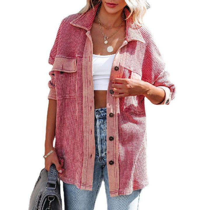 Damen lässige Overshirtjacke mit strukturiertem Design und praktischen Taschen Drune