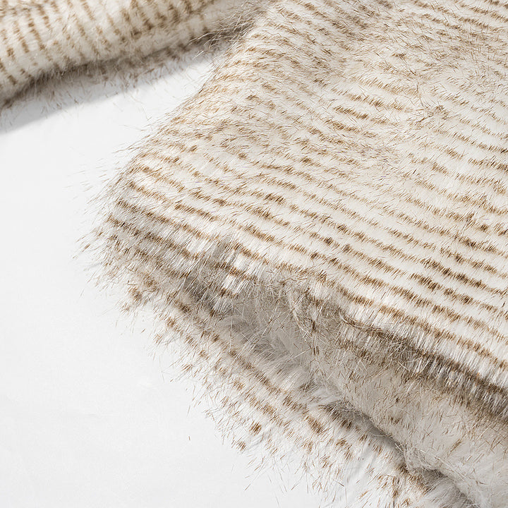 Damen Kurze Kunstfelljacke mit voluminösen Ärmeln und Rundhalsausschnitt Drune
