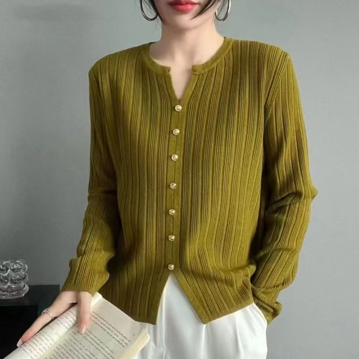 Damen Feinstrick Bluse mit Knopfleiste Drune