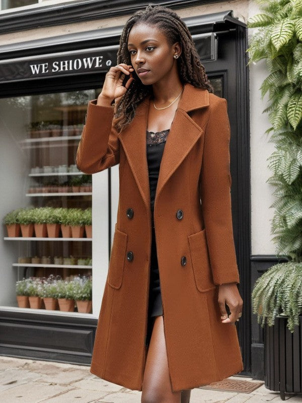 Damen Schlanker Wollmix-Mantel mit taillierter Silhouette und aufgesetzten Taschen Drune