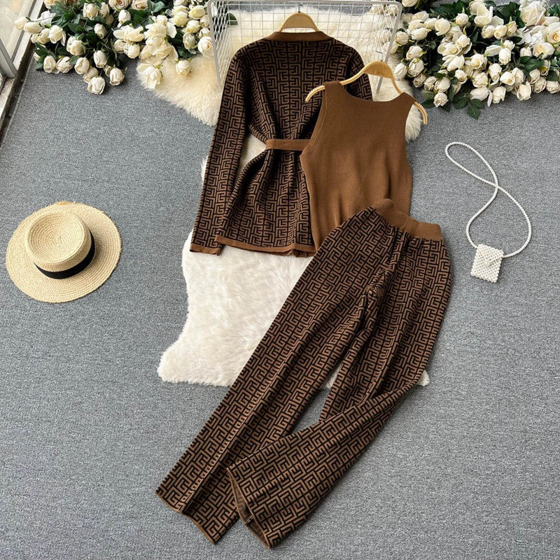 Damen modisches Loungewear-Ensemble mit grafischem Muster und lässigem Schnitt Drune