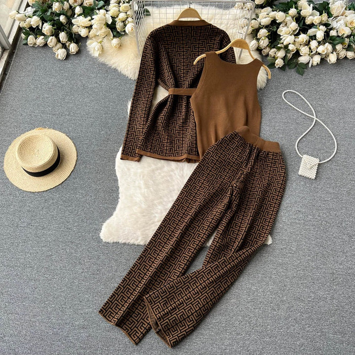 Damen modisches Loungewear-Ensemble mit grafischem Muster und lässigem Schnitt Drune