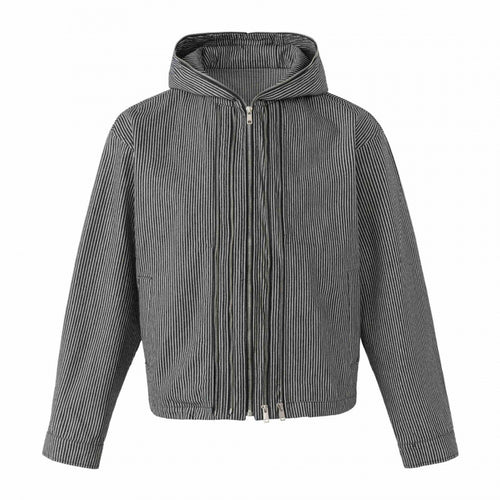 Unisex Kapuzenjacke im Boxy‑Cut mit Doppelreißverschluss und Nadelstreifen‑Optik Drune