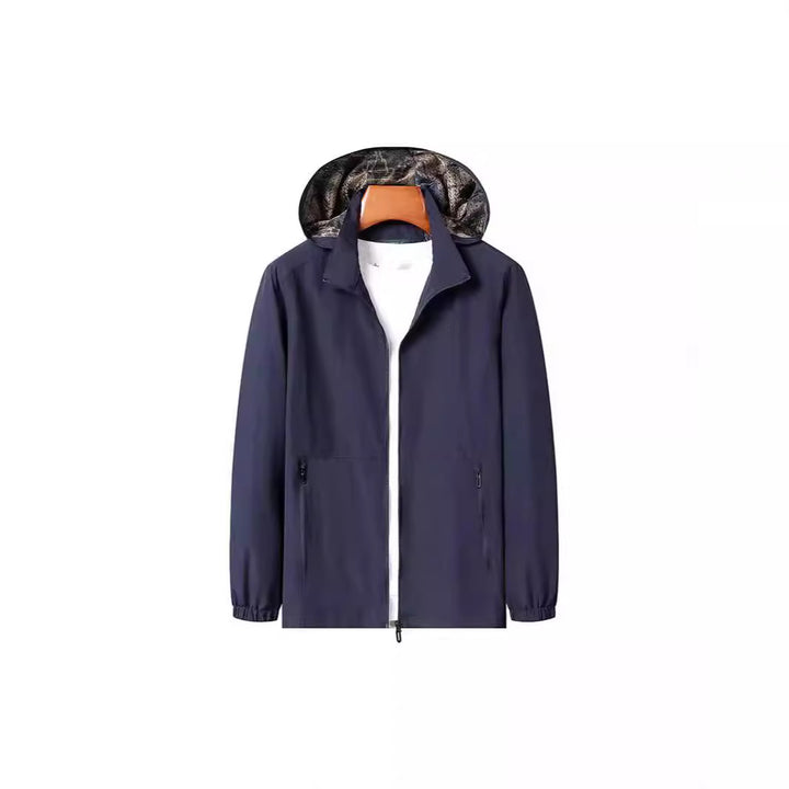 Herren Leichte Wind- und Wasserabweisende Kapuzenjacke mit Camouflage-Innenfutter Drune