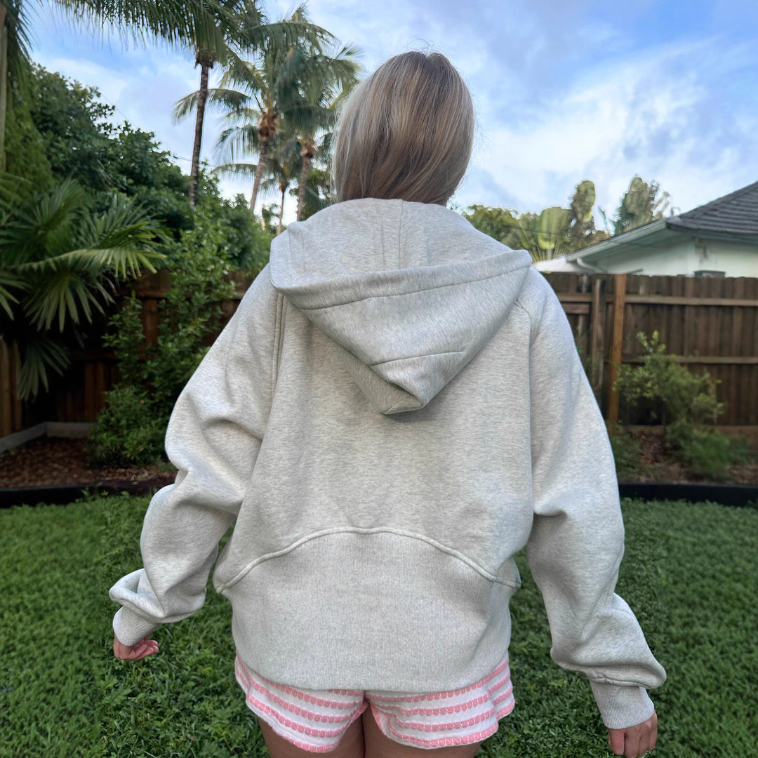 Damen Relaxed Halb-Reißverschluss Hoodie aus Bio-Baumwolle mit Kängurutasche und Raglanärmeln Drune