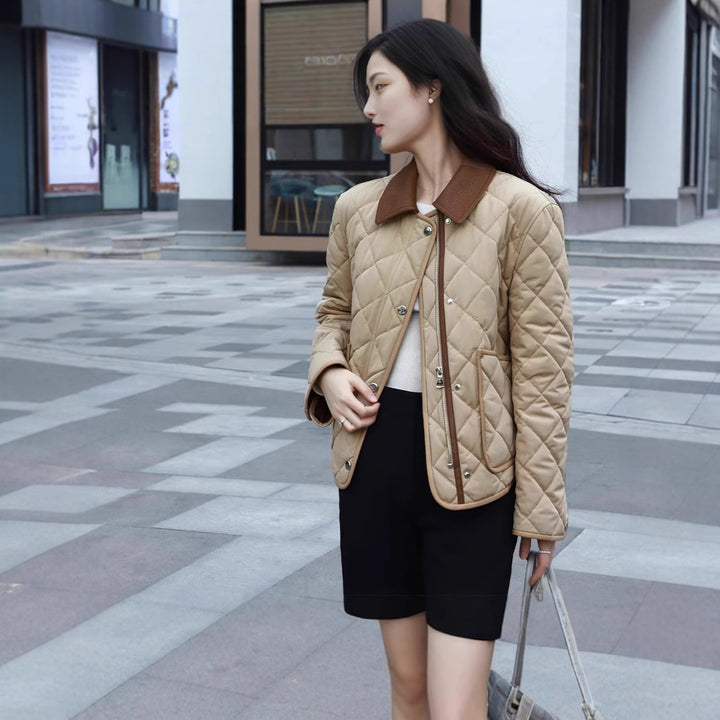 Damen Stylische gesteppte Jacke mit hohem Kragen Drune