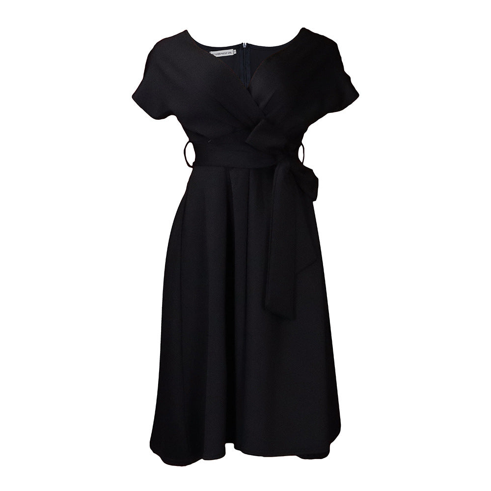 Damen Wickelkleid mit elegantem Taillengürtel und schwingendem Rock Drune