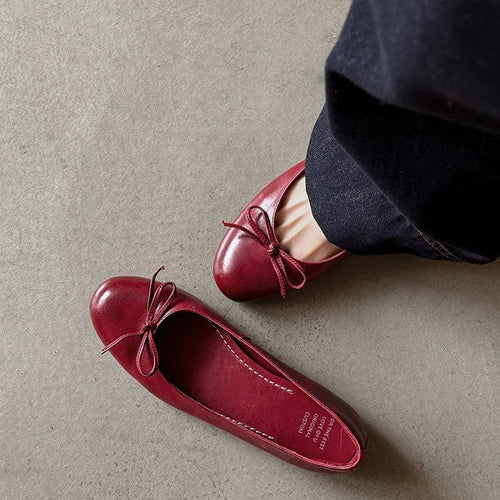 Damen Ballerinas aus hochwertigem Leder mit zierlichem Schleifenakzent Drune