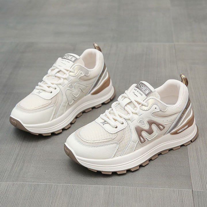 Damen Plateau-Chunky-Sneaker mit atmungsaktivem Mesh- und Ledermix Drune