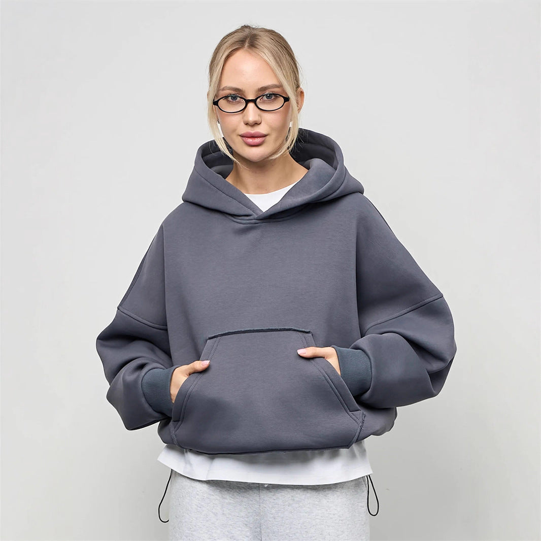 Damen Oversize Kapuzensweatshirt mit Taschen und weichem Material Drune