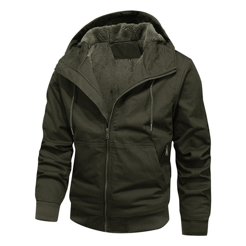 Herren gefütterte Kapuzen-Canvasjacke mit Sherpa-Fleece-Innenfutter Drune