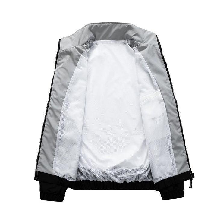 Herren Sportliche Track-Windbreakerjacke mit Stehkragen, Mesh‑Futter und Reißverschlusstaschen Drune