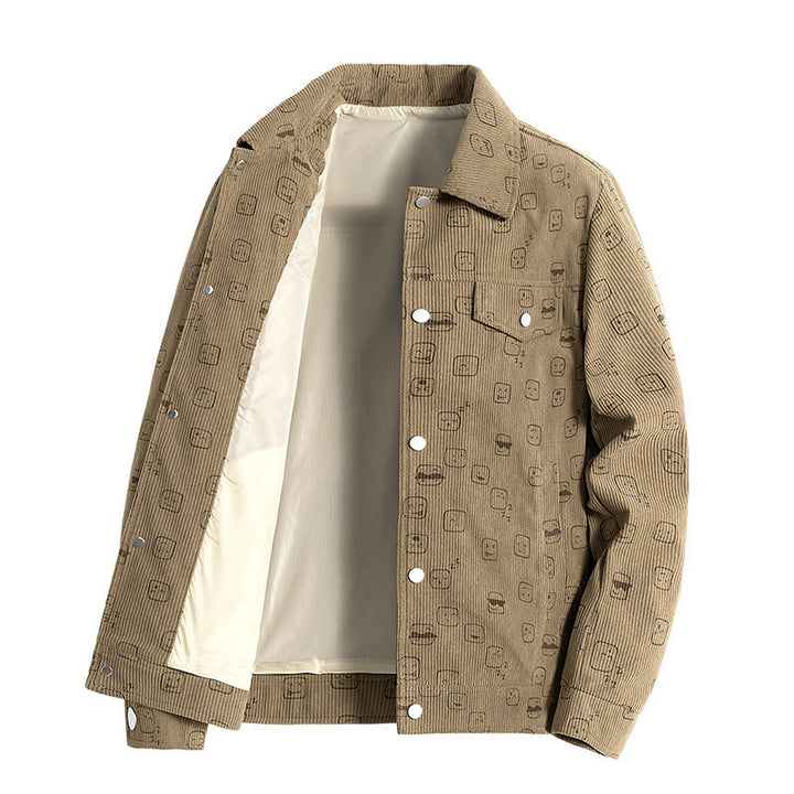 Herren Modische Cordjacke mit einzigartigem Muster Drune