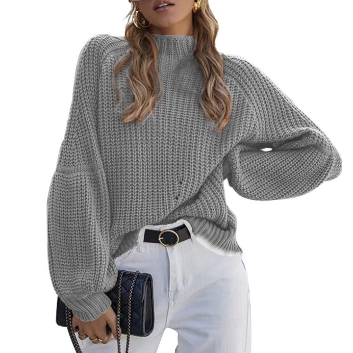 Damen Strickpullover mit weitem Schnitt und modernen Puffärmeln Drune