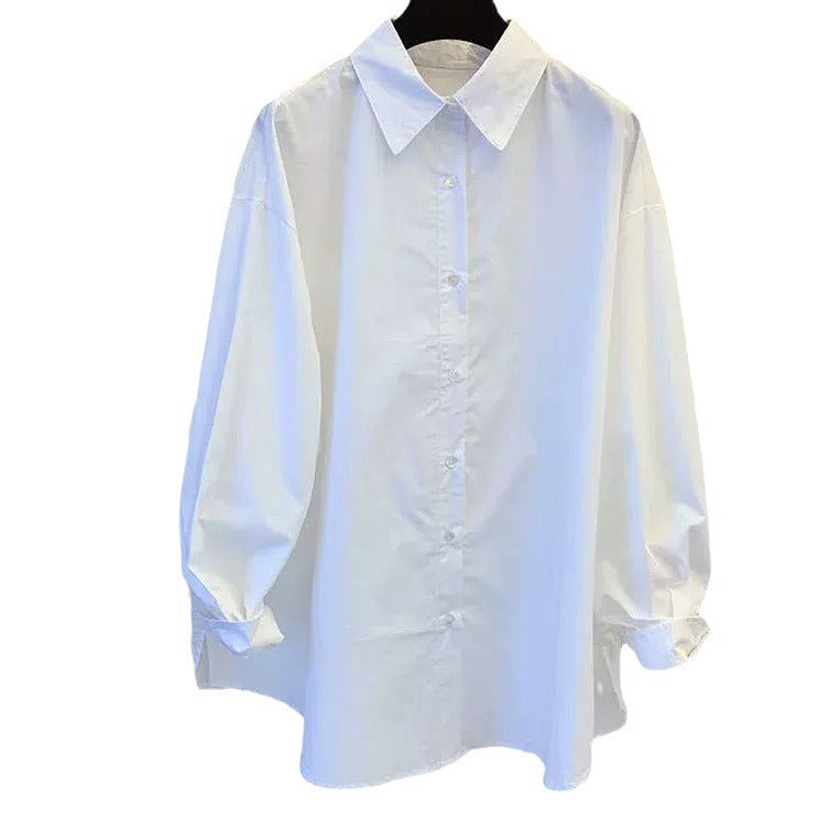 Damen Lässige Baumwollbluse mit Puffärmeln Drune