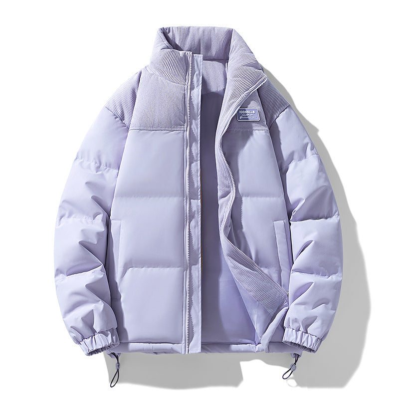 Herren Wattierte Steppjacke mit Cordbesatz, hohem Stehkragen und Thermofutter Drune