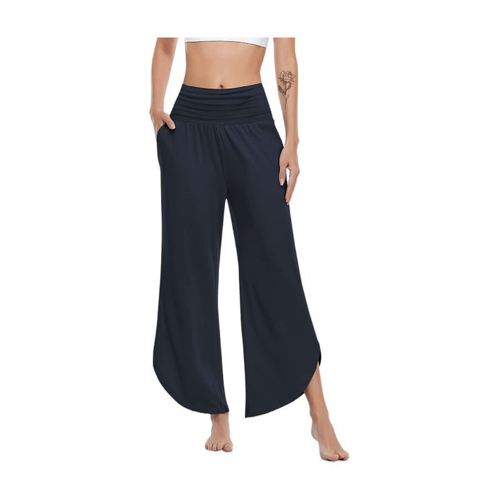 Damen Weite Palazzo-Hosen mit flexiblem Bund und seitlichen Schlitzen Drune