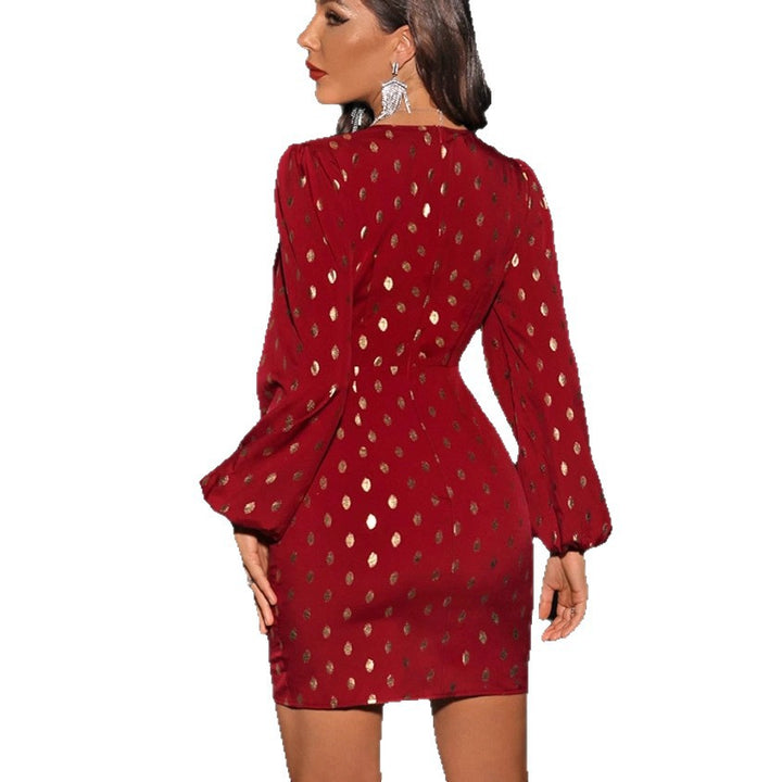 Damen elegantes Cocktailkleid mit metallic Akzenten und lässigem Wickeldesign Drune