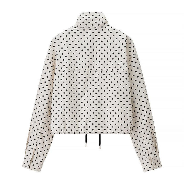 Damen Zweiteiliges Gepunktetes Blazer- und Shorts-Set mit Volumenärmeln und hoher Taille Drune