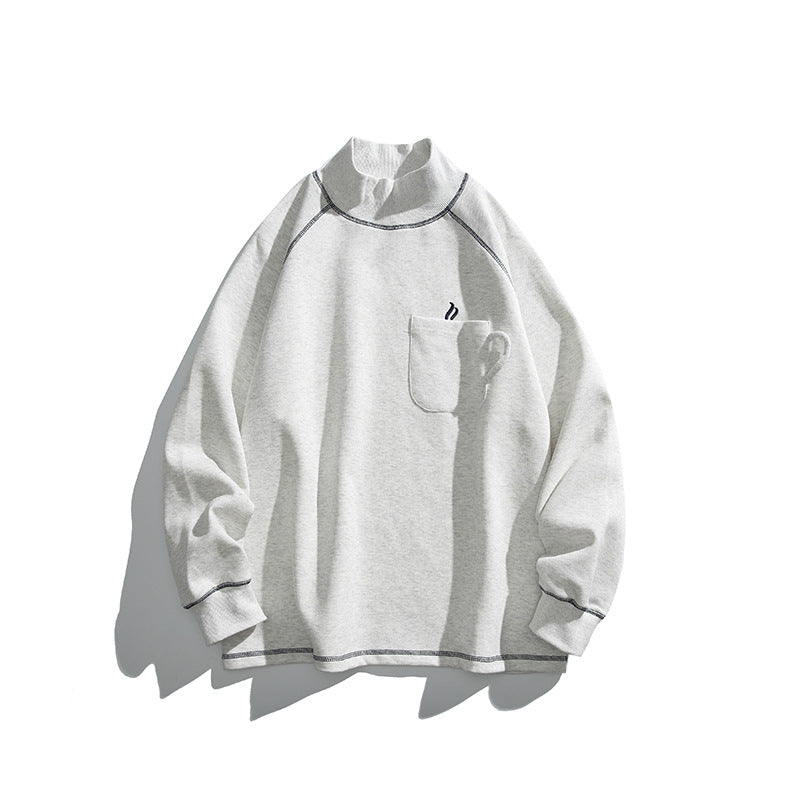 Unisex Oversize-Halbkragen-Sweatshirt mit Raglanärmeln und Brusttasche Drune