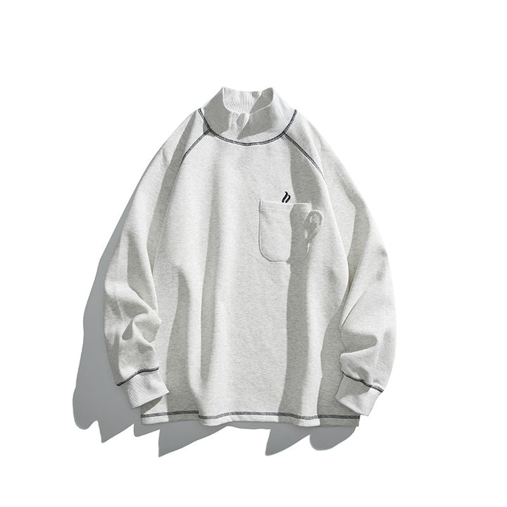 Unisex Oversize-Halbkragen-Sweatshirt mit Raglanärmeln und Brusttasche Drune