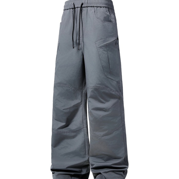 Herren Weite technische Cargohose mit elastischem Bund und schräger Reißverschlusstasche Drune