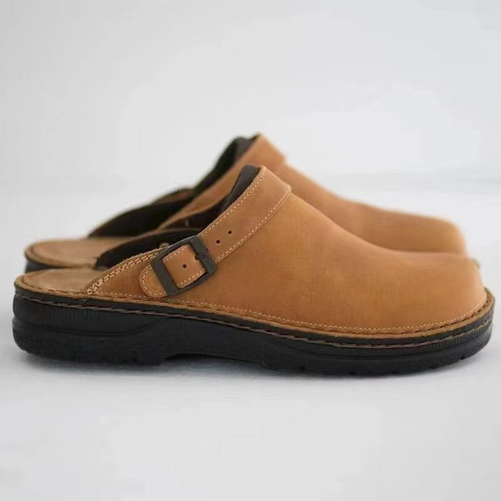 Herren Geschlossene Leder‑Clogs mit verstellbarem Riemen und gepolstertem Komfortfußbett Drune