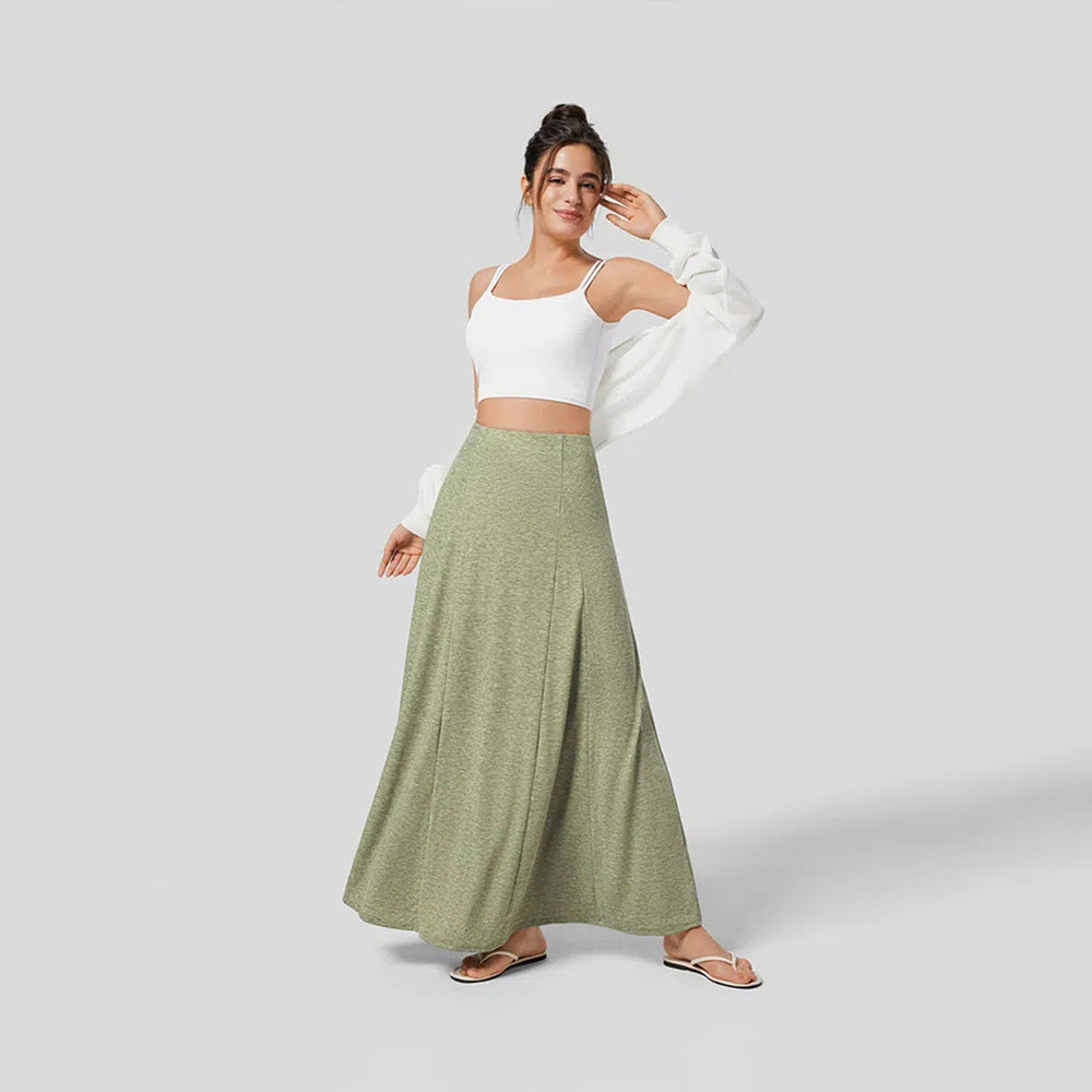 Damen fließender Maxirock mit hohem Bund und Stretch-Jersey Drune