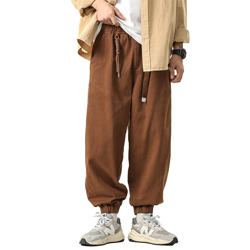 Herren Baggy‑Sweatstyle Cargohose aus schwerer Baumwolle mit elastischem Knöchelabschluss und Utility‑Schlaufen Drune