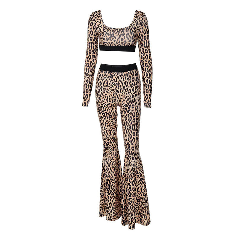 Damen Figurbetontes Flared Jumpsuit mit Animal-Print Drune