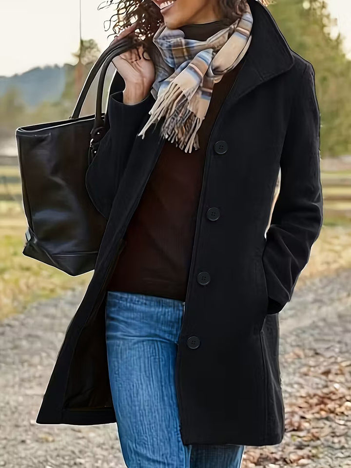 Damen nan taillierter Wollmix-Mantel mit großer Knopfleiste und Eingrifftaschen Drune