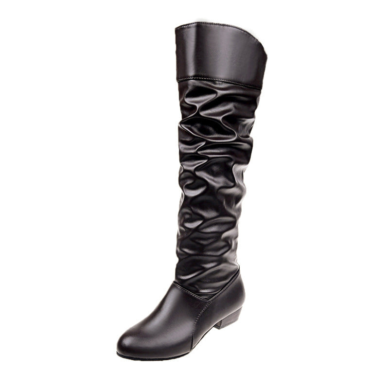 Damen nan knielange Slouch-Stiefel mit weichem Schaft und niedrigem Blockabsatz Drune