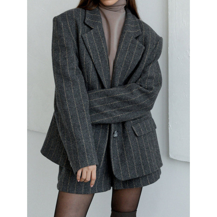 Damen Oversized Blazer mit feinem Nadelstreifen und detailreicher Verarbeitung Drune