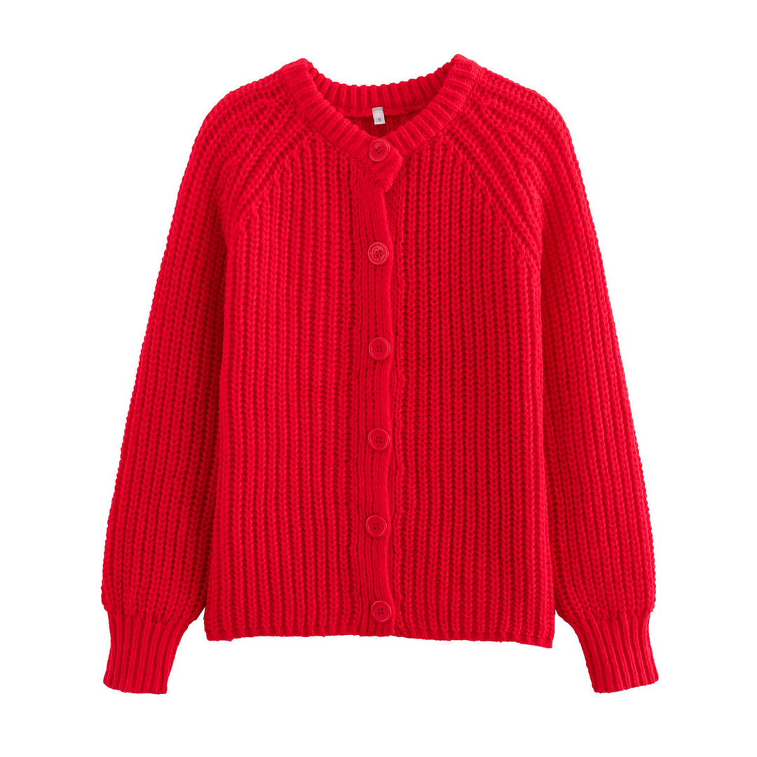 Damen nan grobstrickige Raglan-Cardigan mit durchgehender Knopfleiste, breiten Bündchen und legerer Silhouette Drune