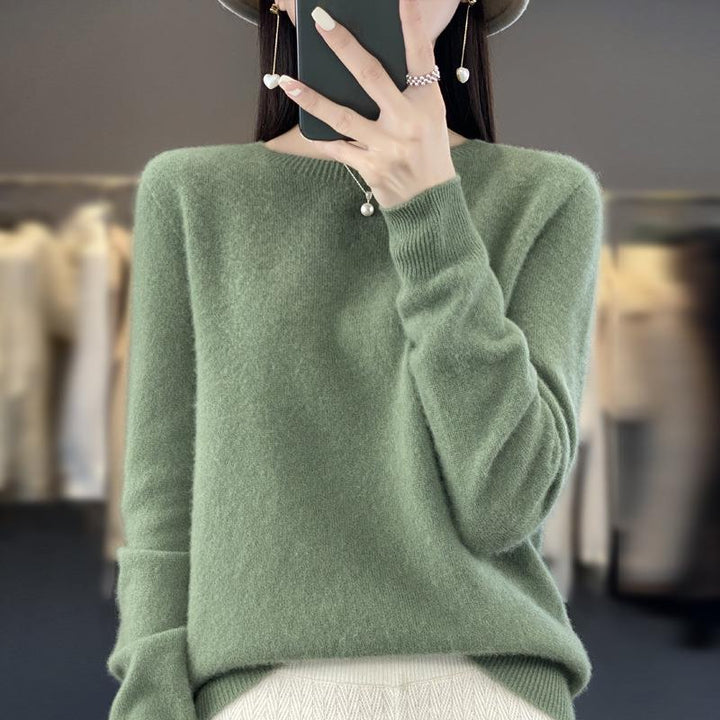 Damen Lockerer Feinstrick-Pullover mit Rundhalsausschnitt und flauschiger Angora-Optik Drune