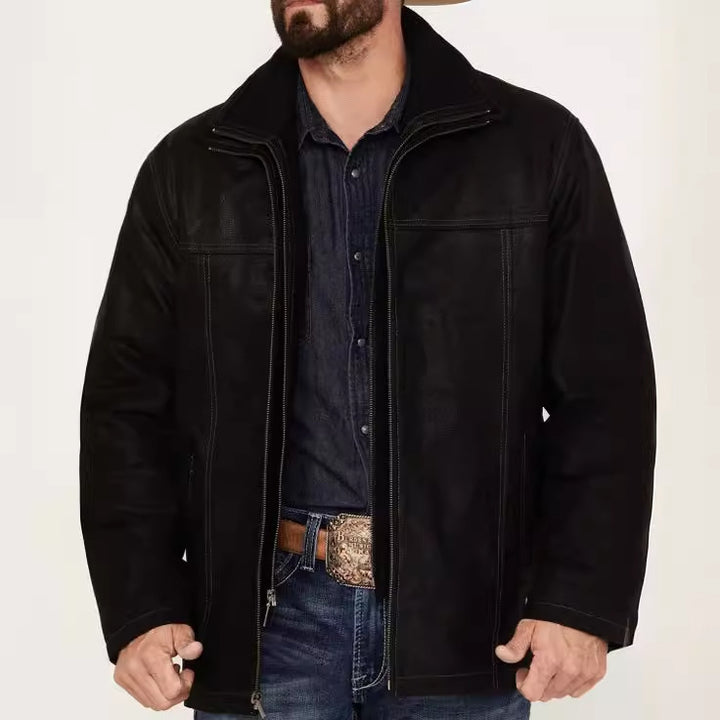 Herren hochwertige Lederjacke mit modernen Details und praktischen Taschen Drune