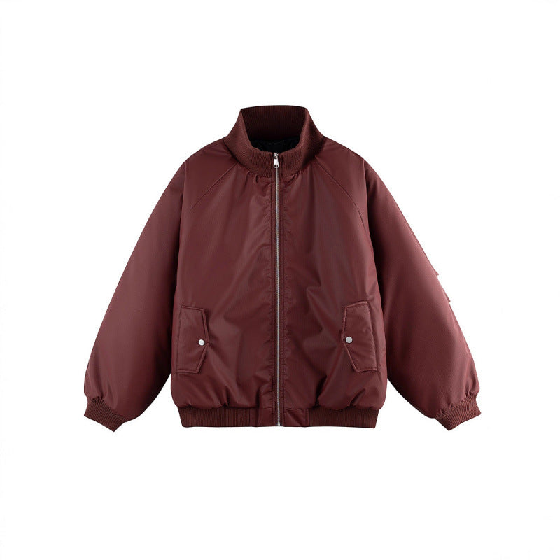 Unisex Boxy-Übergangs-Bomberjacke mit Stehkragen und Pattentaschen Drune