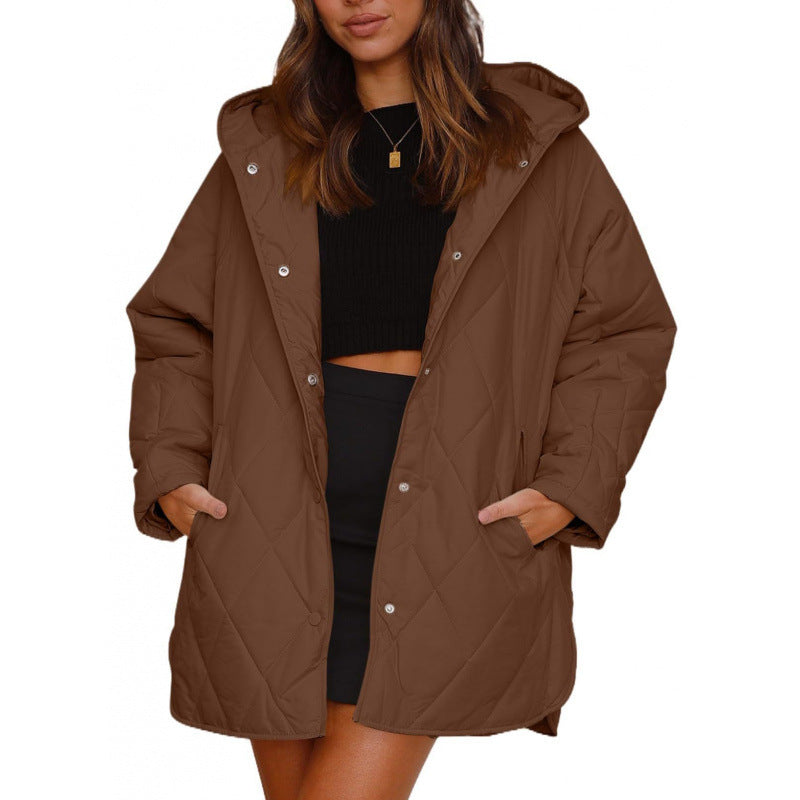 Damen warme Steppjacke mit Kapuze Drune