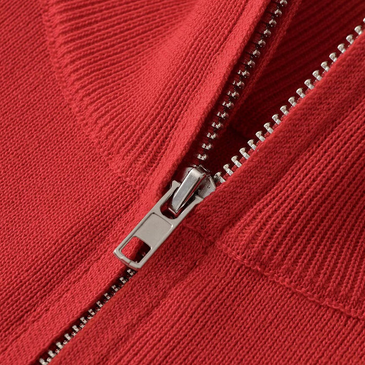 Damen Relaxter Halbzip-Feinstrickpullover mit Stehkragen und überschnittener Schulter Drune