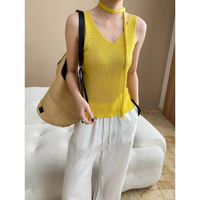Damen elegantes Maxikleid mit fließendem Schnitt und dekorativem Gürtel Drune