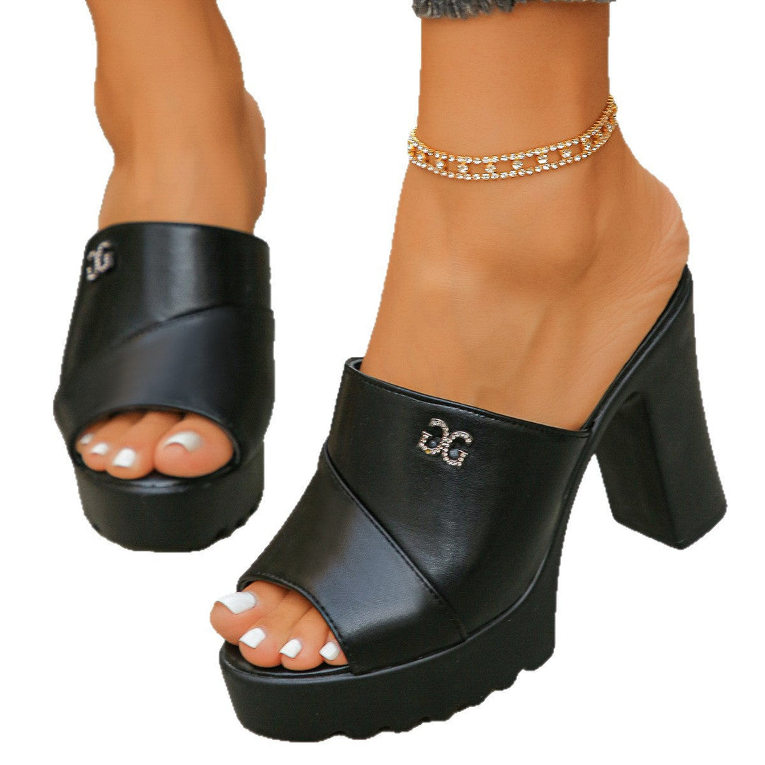 Damen Plateau-Mules mit eleganter Faltenoptik und hochwertigem Obermaterial Drune