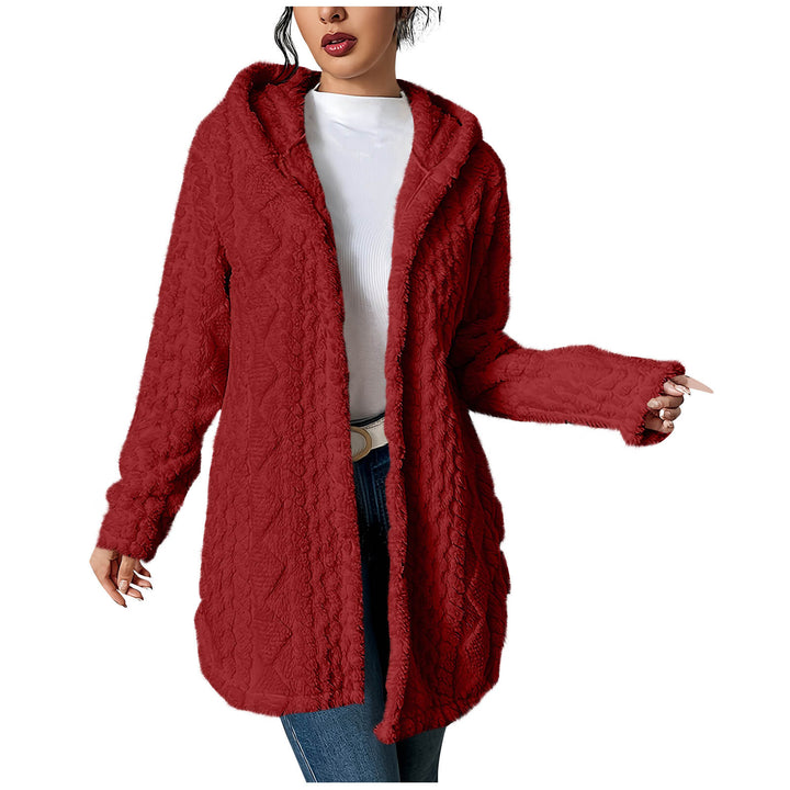 Damen Kuschelige Cardiganjacke mit Kapuze aus weichem Fleece Drune