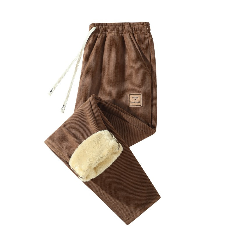 Damen Gefütterte Cord-Jogginghose mit Teddyfutter, Kordelzugbund & Seitentaschen Drune
