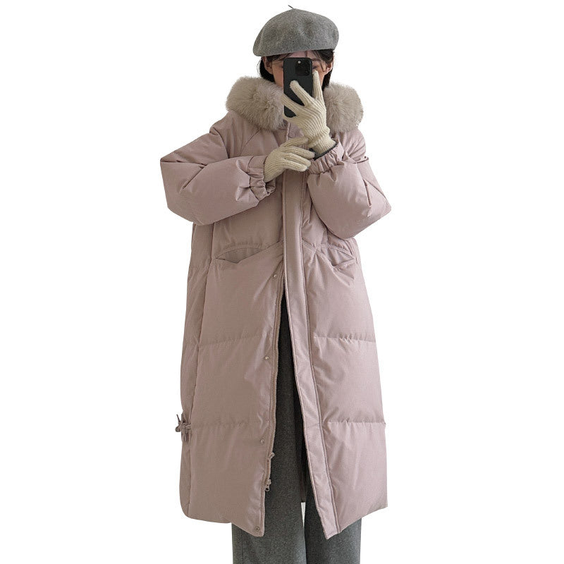 Damen Lange gefütterte Winterjacke mit hochwertigem Kunstfellkragen und praktischen Taschen Drune