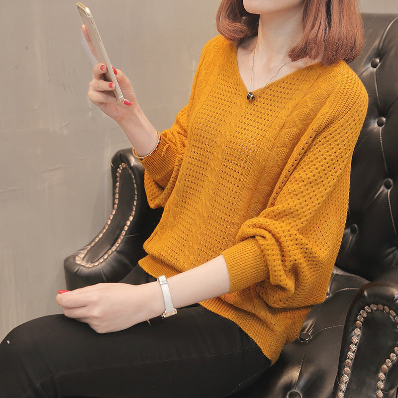 Damen Strickpullover mit V-Ausschnitt und luftiger Struktur Drune